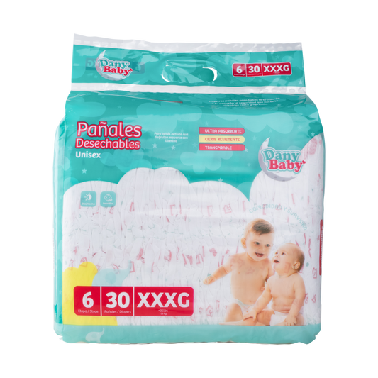 PAÑALES DESECHABLES ETAPA 6 - Talla XXXG (+35lbs/+16kg) - 30 Unidades