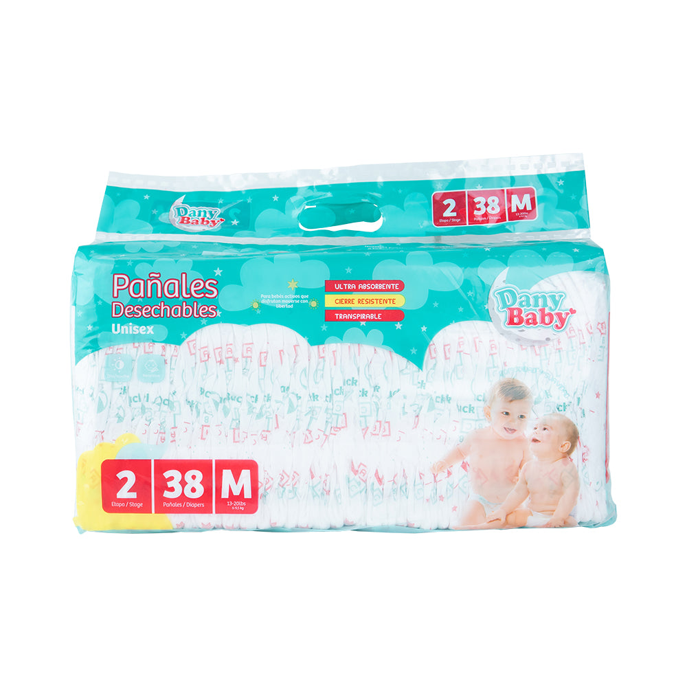 PAÑALES DESECHABLES ETAPA 2 - Talla M (13-20lbs/6-9.5kg) - 38 Unidades