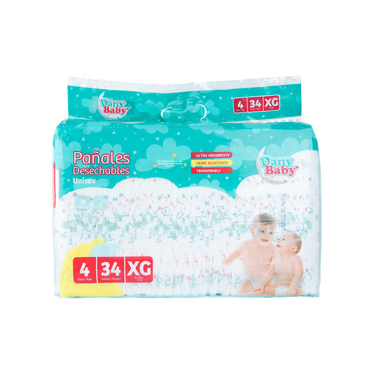 PAÑALES DESECHABLES ETAPA 4 - Talla XG (26-33lbs/12-15kg) - 34 Unidades
